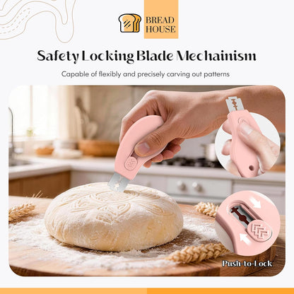 Bread Lame Sourdough Scoring Tool, Extractable & Magnetic Bread Scoring Tool, Bread Scoring Knife for Sourdough Bread Baking, Bread Scorer Tool with 5 Replaceable Razor Blades