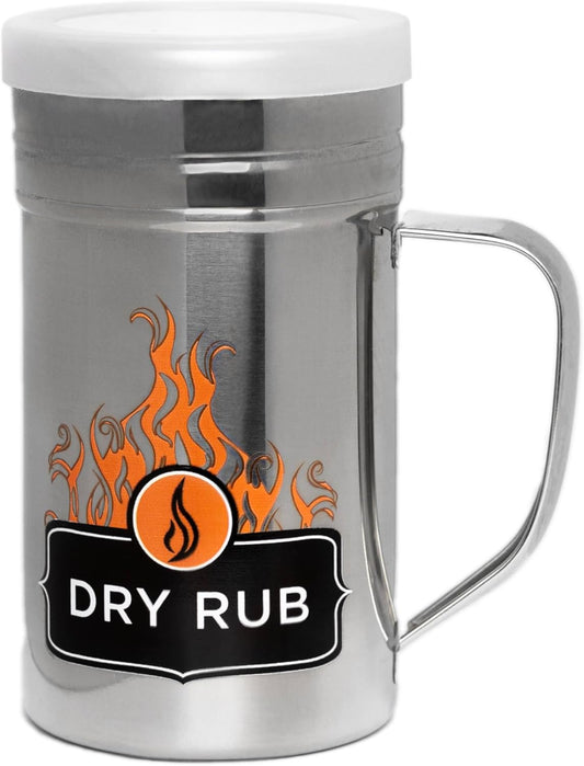 Stainless Steel Dry Rub Shaker With Lid, 13oz Seasoning Dispenser