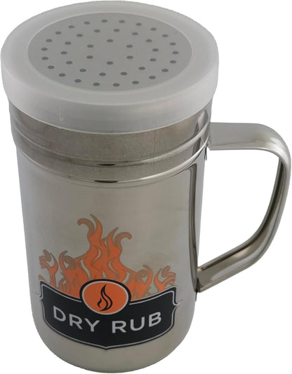 Stainless Steel Dry Rub Shaker With Lid, 13oz Seasoning Dispenser