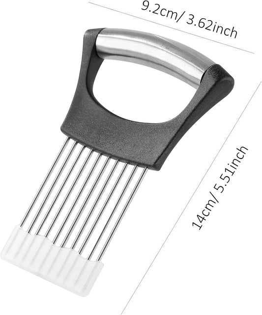 【2 PCS】Easy Onion Holder for Slicing Onion Slicer Holder Large Onions Cutter Vegetable Chopper Kitchen Neat Slicing for Avocado Egg Meat Tenderizer Sharp Prong Tomato Slicer Lemon Holder Food Slicers