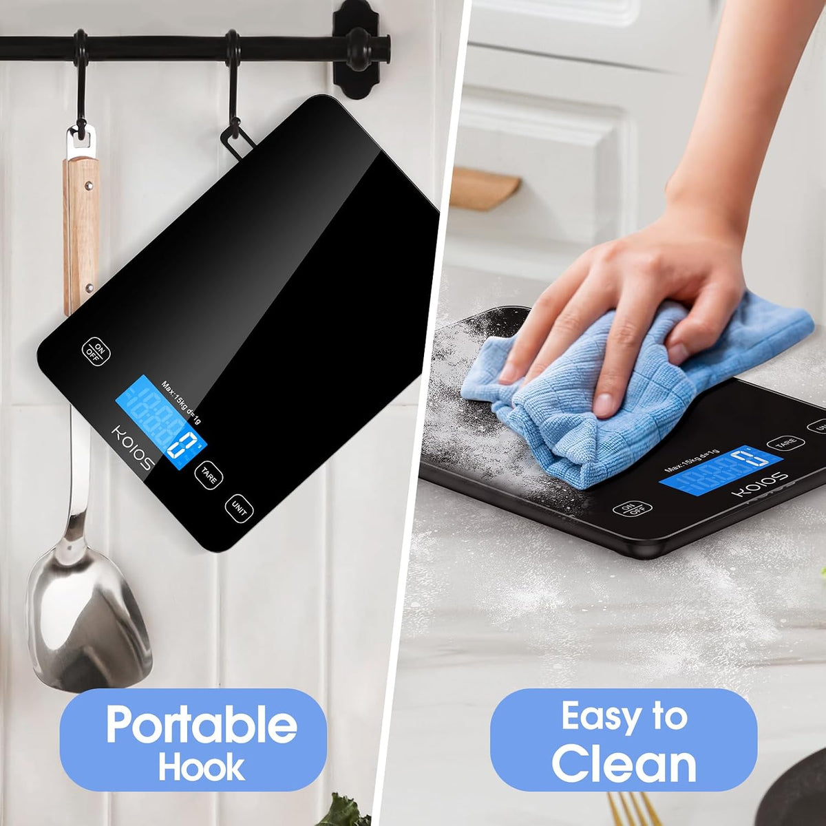 Food Scale, 33lb/15Kg Digital Kitchen Scale for Food Ounces and Grams Cooking Baking, 1g/0.1oz Precise Graduation, Waterproof Tempered Glass, USB Rechargeable, 6 Weight Units, Tare Function