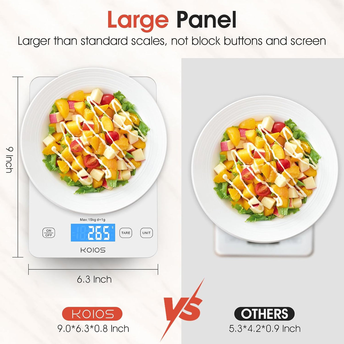 Food Scale, 33lb/15Kg Digital Kitchen Scale for Food Ounces and Grams Cooking Baking, 1g/0.1oz Precise Graduation, Waterproof Tempered Glass, USB Rechargeable, 6 Weight Units, Tare Function