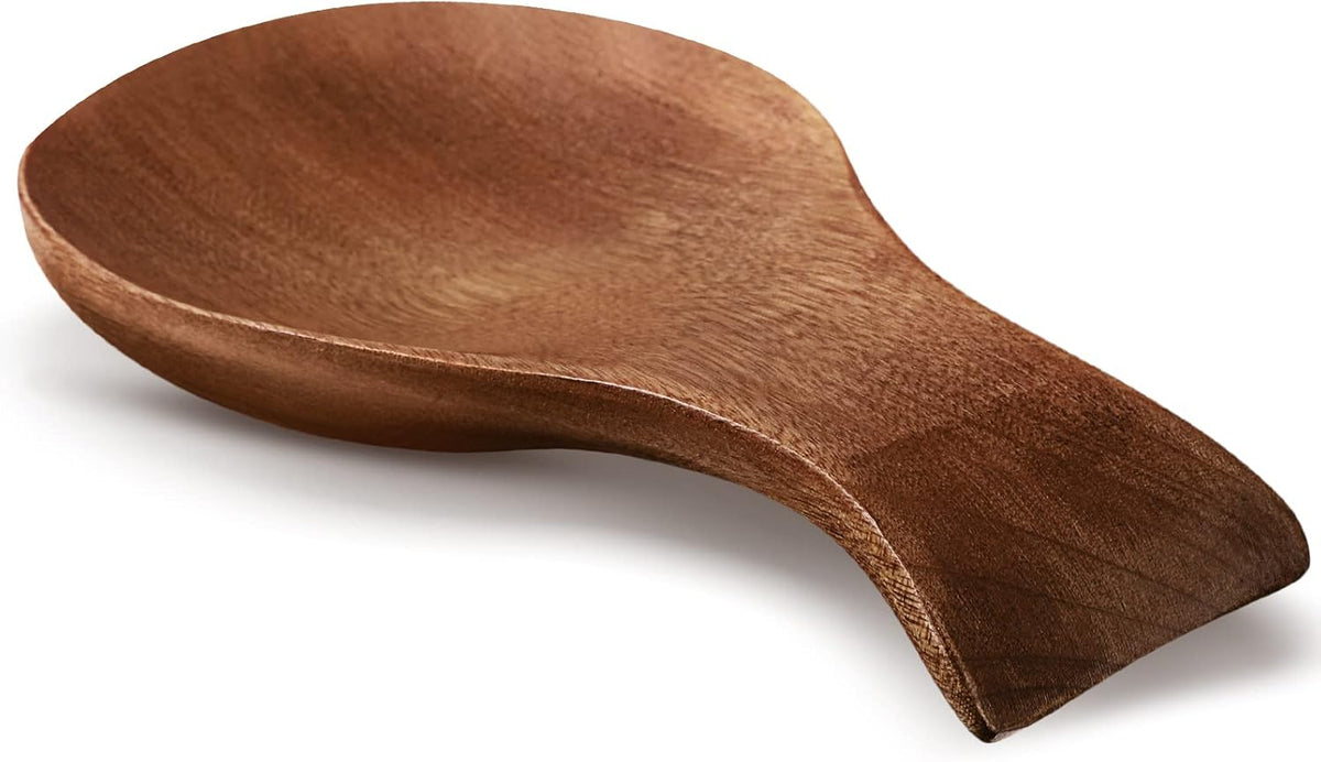 Acacia Wood Spoon Rest for Stove Top Bamboo Holder for Spatula Rest for Kitchen, Counter Spoon Holder for Countertop, Modern and Rustic for Farmhouse as Dining Table Decoration(Brown)