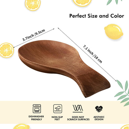 Acacia Wood Spoon Rest for Stove Top Bamboo Holder for Spatula Rest for Kitchen, Counter Spoon Holder for Countertop, Modern and Rustic for Farmhouse as Dining Table Decoration(Brown)