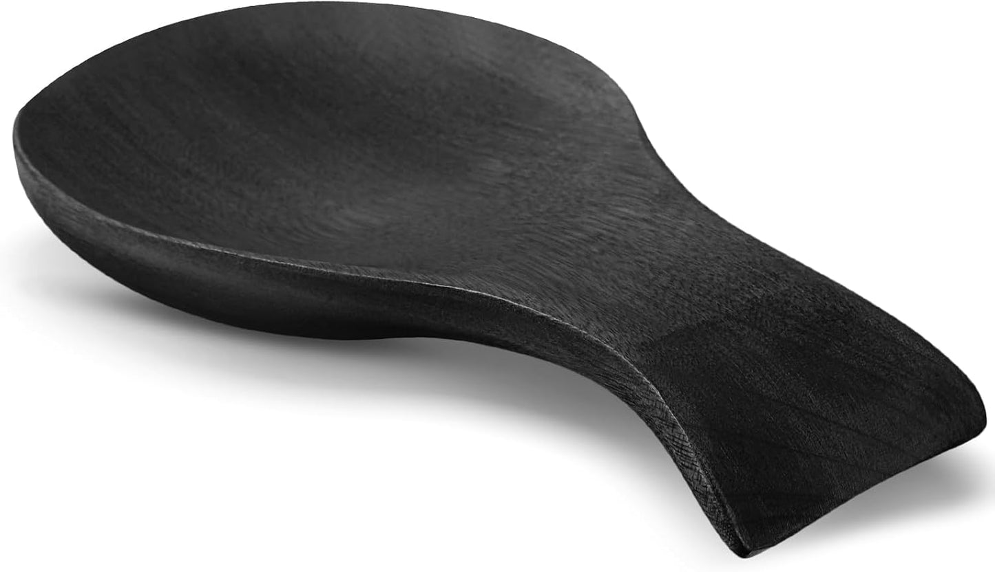 Acacia Wood Spoon Rest for Stove Top Bamboo Holder for Spatula Rest for Kitchen, Counter Spoon Holder for Countertop, Modern and Rustic for Farmhouse as Dining Table Decoration(Brown)