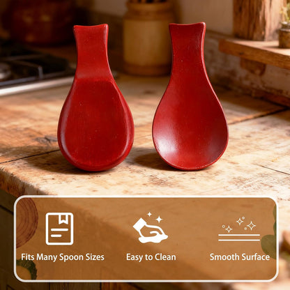 Acacia Wood Spoon Rest for Stove Top Bamboo Holder for Spatula Rest for Kitchen, Counter Spoon Holder for Countertop, Modern and Rustic for Farmhouse as Dining Table Decoration(Brown)