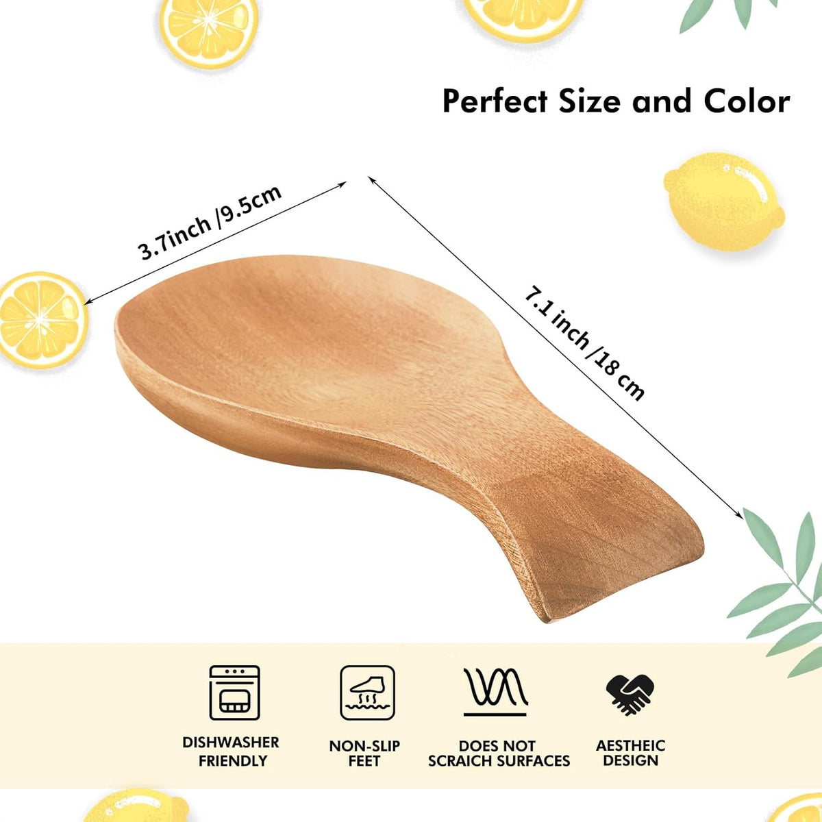 Acacia Wood Spoon Rest for Stove Top Bamboo Holder for Spatula Rest for Kitchen, Counter Spoon Holder for Countertop, Modern and Rustic for Farmhouse as Dining Table Decoration(Brown)