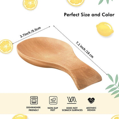 Acacia Wood Spoon Rest for Stove Top Bamboo Holder for Spatula Rest for Kitchen, Counter Spoon Holder for Countertop, Modern and Rustic for Farmhouse as Dining Table Decoration(Brown)