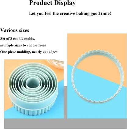 Cookie Cutters, 8 PCS Ideal Biscuit Cutter Tool, Highly Versatile Round & Circle Cutter, Perfect for Creating Unique Shaped Biscuits and Cookies