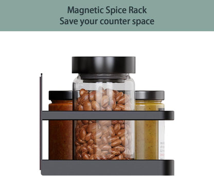 2 Pack Magnetic Spice Rack, Easy to Install on The Side of Refrigerator/Space Saving Kitchen Organization Shelf Organizer for Cabinet