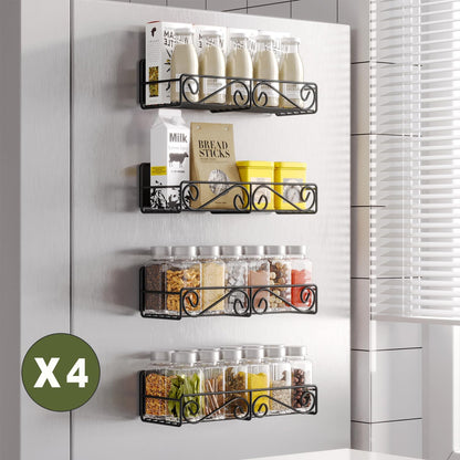 2 Pack Magnetic Spice Rack, Easy to Install on The Side of Refrigerator/Space Saving Kitchen Organization Shelf Organizer for Cabinet