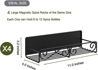 2 Pack Magnetic Spice Rack, Easy to Install on The Side of Refrigerator/Space Saving Kitchen Organization Shelf Organizer for Cabinet