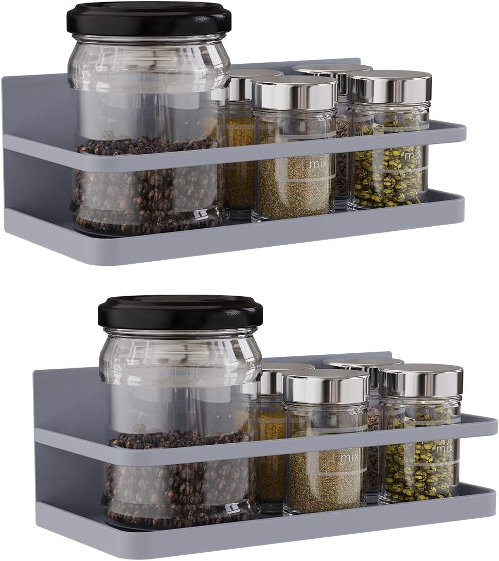 2 Pack Magnetic Spice Rack, Easy to Install on The Side of Refrigerator/Space Saving Kitchen Organization Shelf Organizer for Cabinet