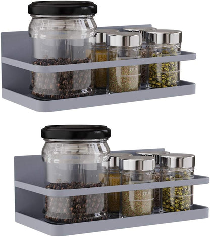 2 Pack Magnetic Spice Rack, Easy to Install on The Side of Refrigerator/Space Saving Kitchen Organization Shelf Organizer for Cabinet