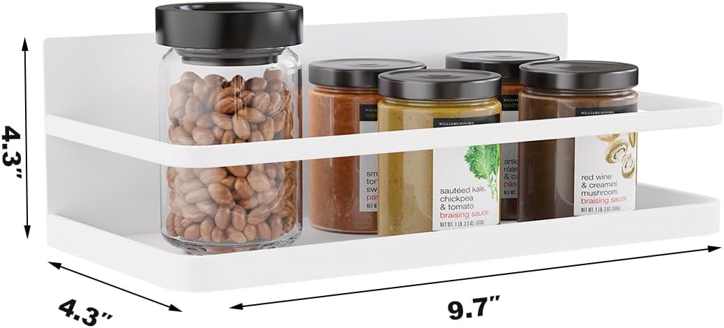 2 Pack Magnetic Spice Rack, Easy to Install on The Side of Refrigerator/Space Saving Kitchen Organization Shelf Organizer for Cabinet