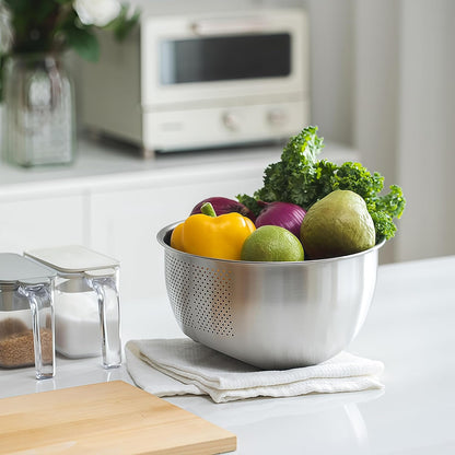 Rice Washer Strainer Bowl, Stainless Steel Quinoa Washing Bowl | Side Drainers Colander for Cleaning Rinsing Fruits, Vegetables, and Beans - Versatile Kitchen Tool