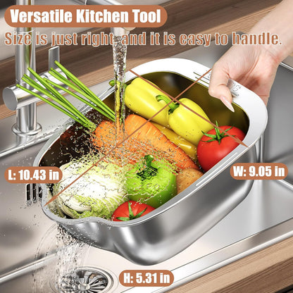 Rice Washer Strainer Bowl, Stainless Steel Quinoa Washing Bowl | Side Drainers Colander for Cleaning Rinsing Fruits, Vegetables, and Beans - Versatile Kitchen Tool