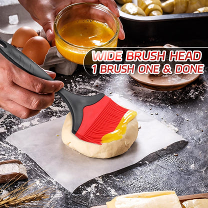 Large Silicone Basting Pastry Brush - Silicone Basting Brush for Grilling,Heat Resistant Brushes Spread Oil Butter Sauce for Cooking Baking BBQ,3.95inch Extra Wide Grill Basting Brush（Red 2）