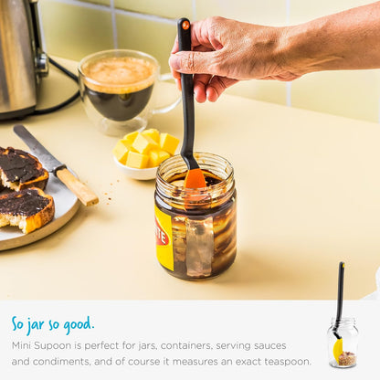 Mini Supoon Non-Stick Sit-Up Silicone Scraping Cooking Spoon, Jar Scraper Measures 5ml Tsp - 8" Purple