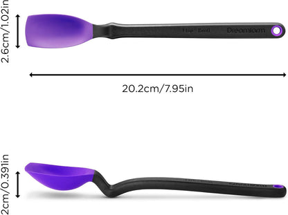 Mini Supoon Non-Stick Sit-Up Silicone Scraping Cooking Spoon, Jar Scraper Measures 5ml Tsp - 8" Purple