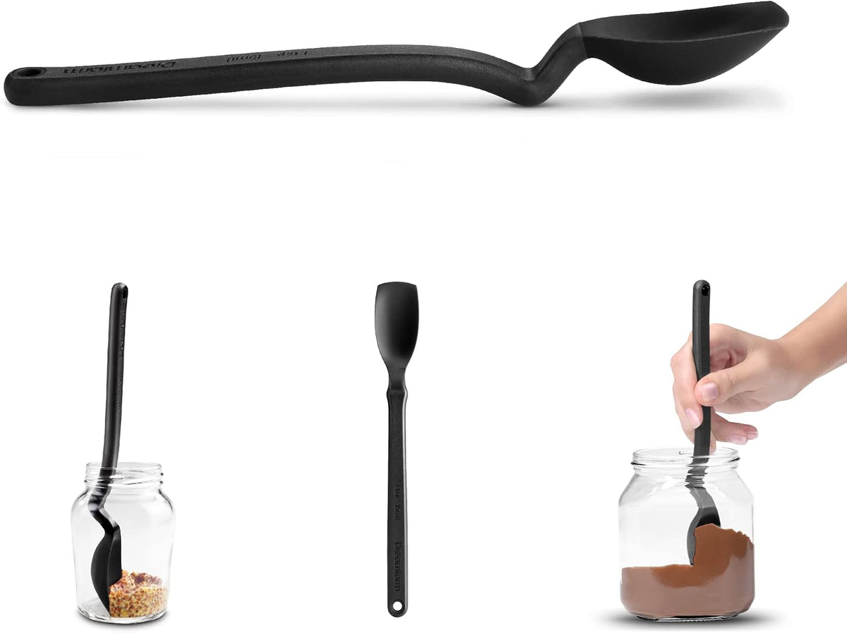 Mini Supoon Non-Stick Sit-Up Silicone Scraping Cooking Spoon, Jar Scraper Measures 5ml Tsp - 8" Purple