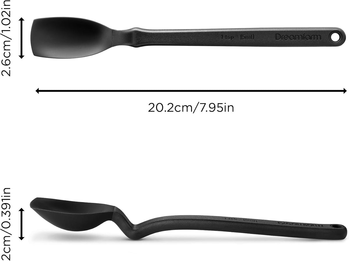 Mini Supoon Non-Stick Sit-Up Silicone Scraping Cooking Spoon, Jar Scraper Measures 5ml Tsp - 8" Purple