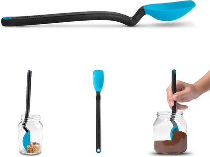 Mini Supoon Non-Stick Sit-Up Silicone Scraping Cooking Spoon, Jar Scraper Measures 5ml Tsp - 8" Purple