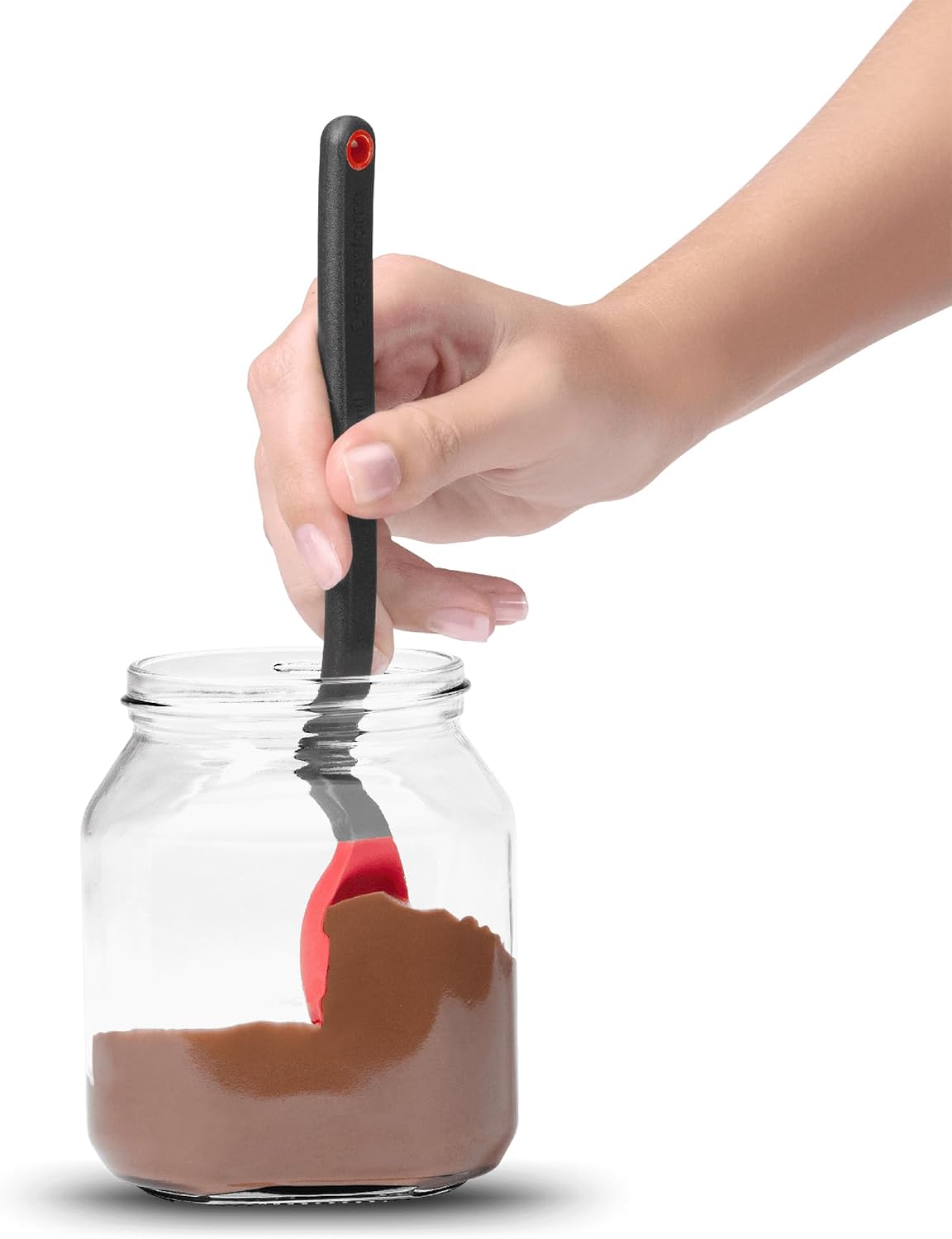 Mini Supoon Non-Stick Sit-Up Silicone Scraping Cooking Spoon, Jar Scraper Measures 5ml Tsp - 8" Purple