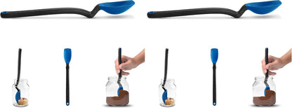 Mini Supoon Non-Stick Sit-Up Silicone Scraping Cooking Spoon, Jar Scraper Measures 5ml Tsp - 8" Purple