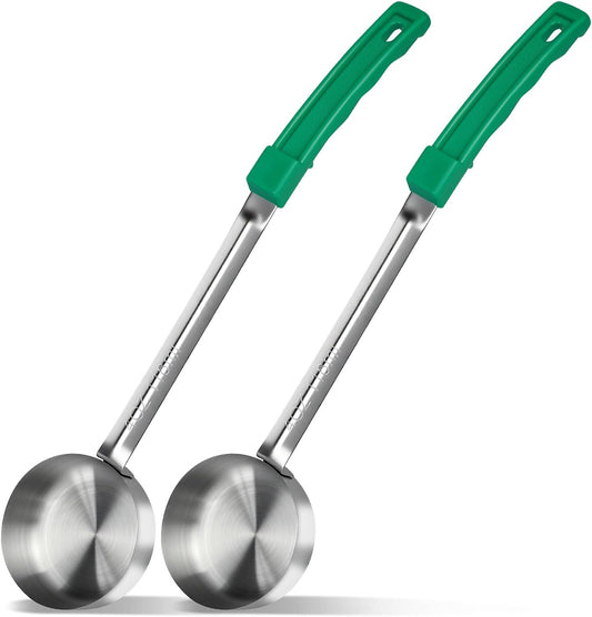 4 Ounce Solid Stainless Steel Portion Control Ladle Spoon - 2Pcs Pizza Sauce Serving Spoons Portion Ladle for Sauces, Perfect for Weight Watchers, Buffets, Parties