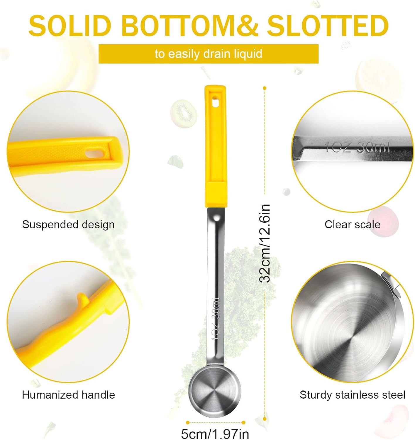 4 Ounce Solid Stainless Steel Portion Control Ladle Spoon - 2Pcs Pizza Sauce Serving Spoons Portion Ladle for Sauces, Perfect for Weight Watchers, Buffets, Parties