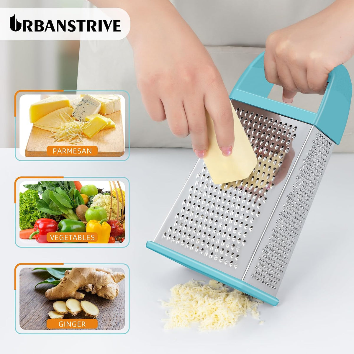 Cheese Grater With Container Box Grater Stainless Steel Kitchen Black