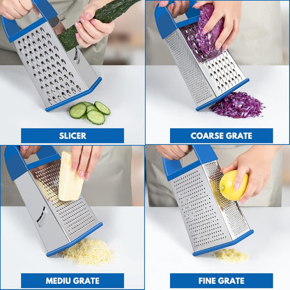 Cheese Grater With Container Box Grater Stainless Steel Kitchen Black