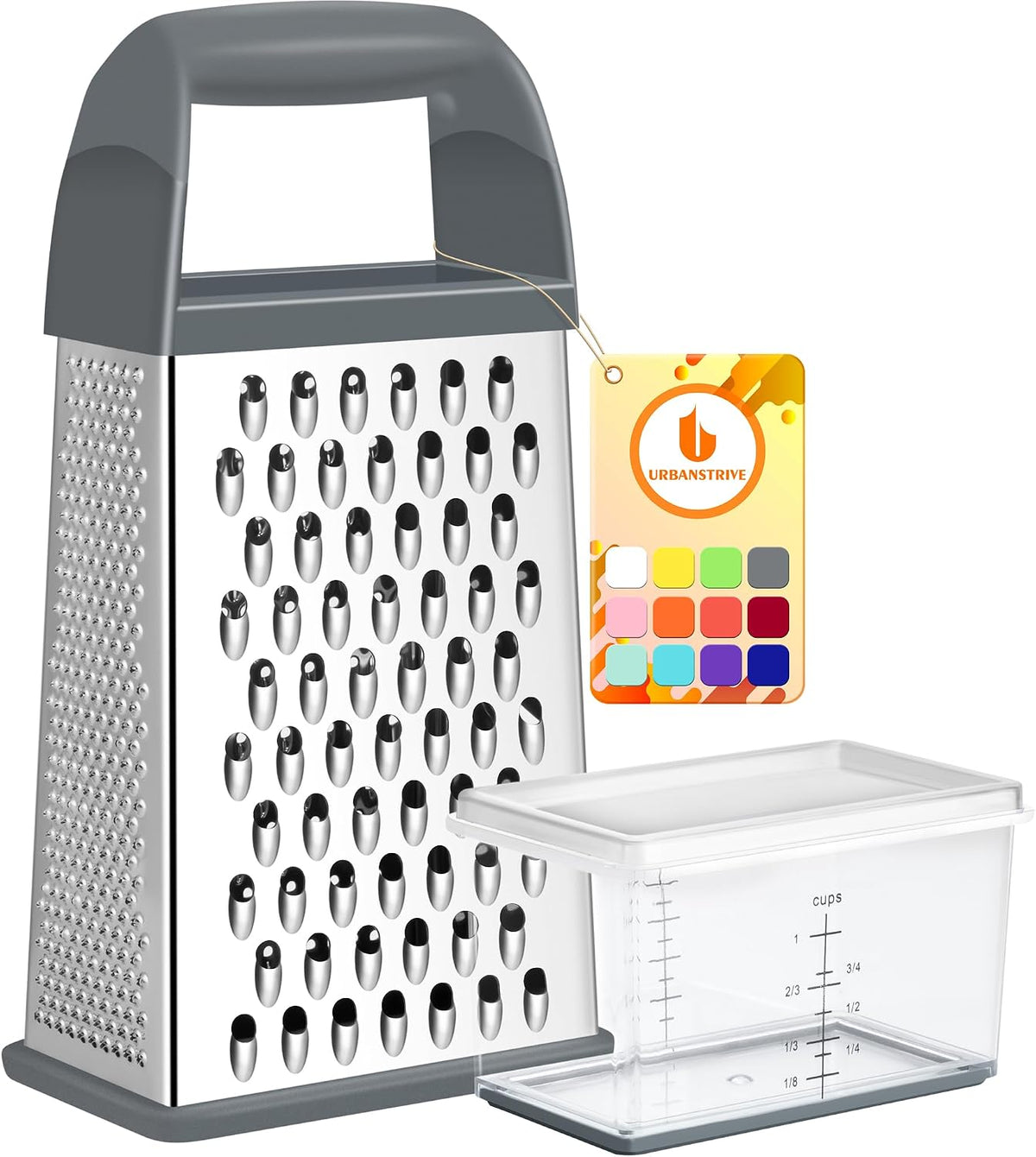 Cheese Grater With Container Box Grater Stainless Steel Kitchen Black
