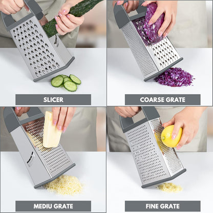 Cheese Grater With Container Box Grater Stainless Steel Kitchen Black