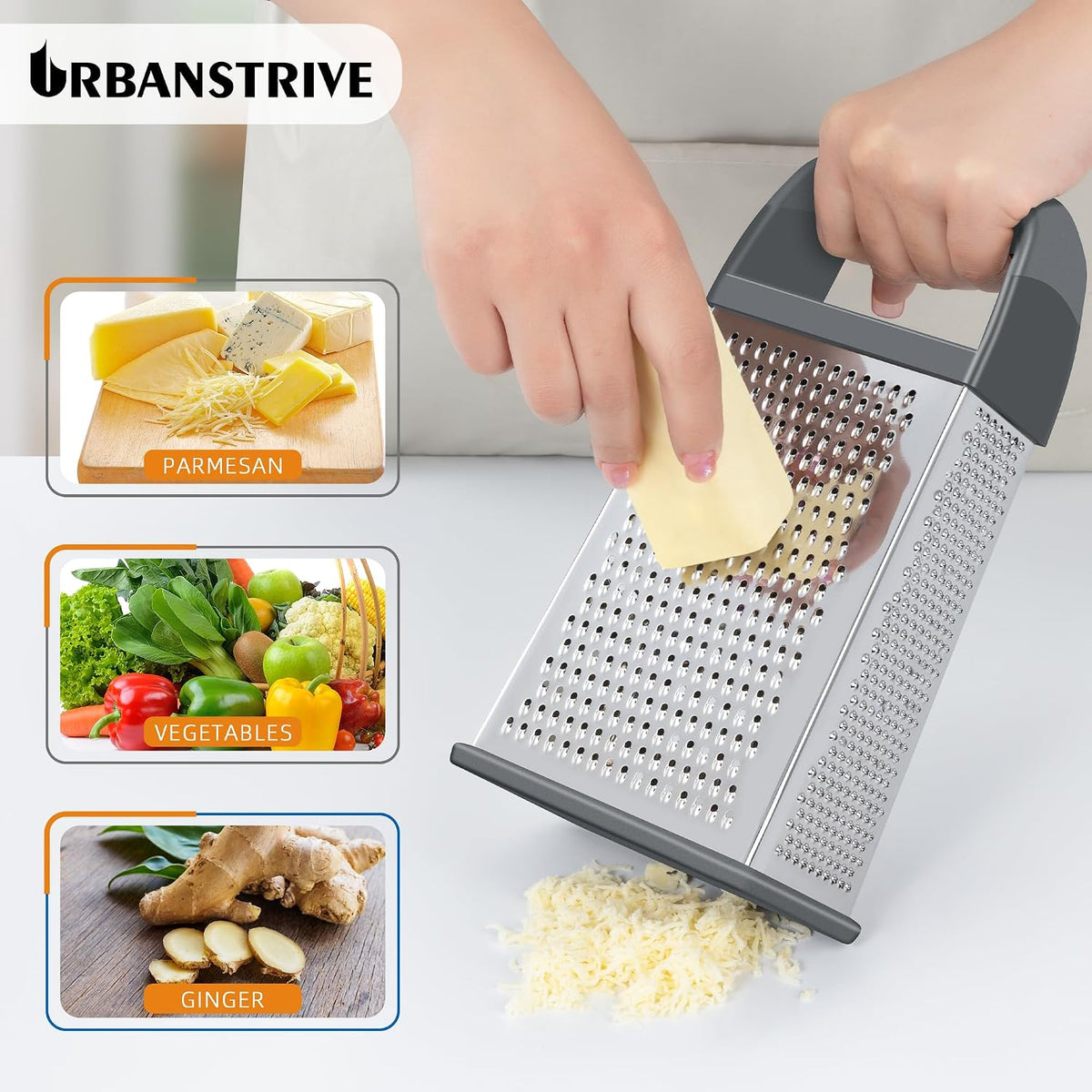 Cheese Grater With Container Box Grater Stainless Steel Kitchen Black