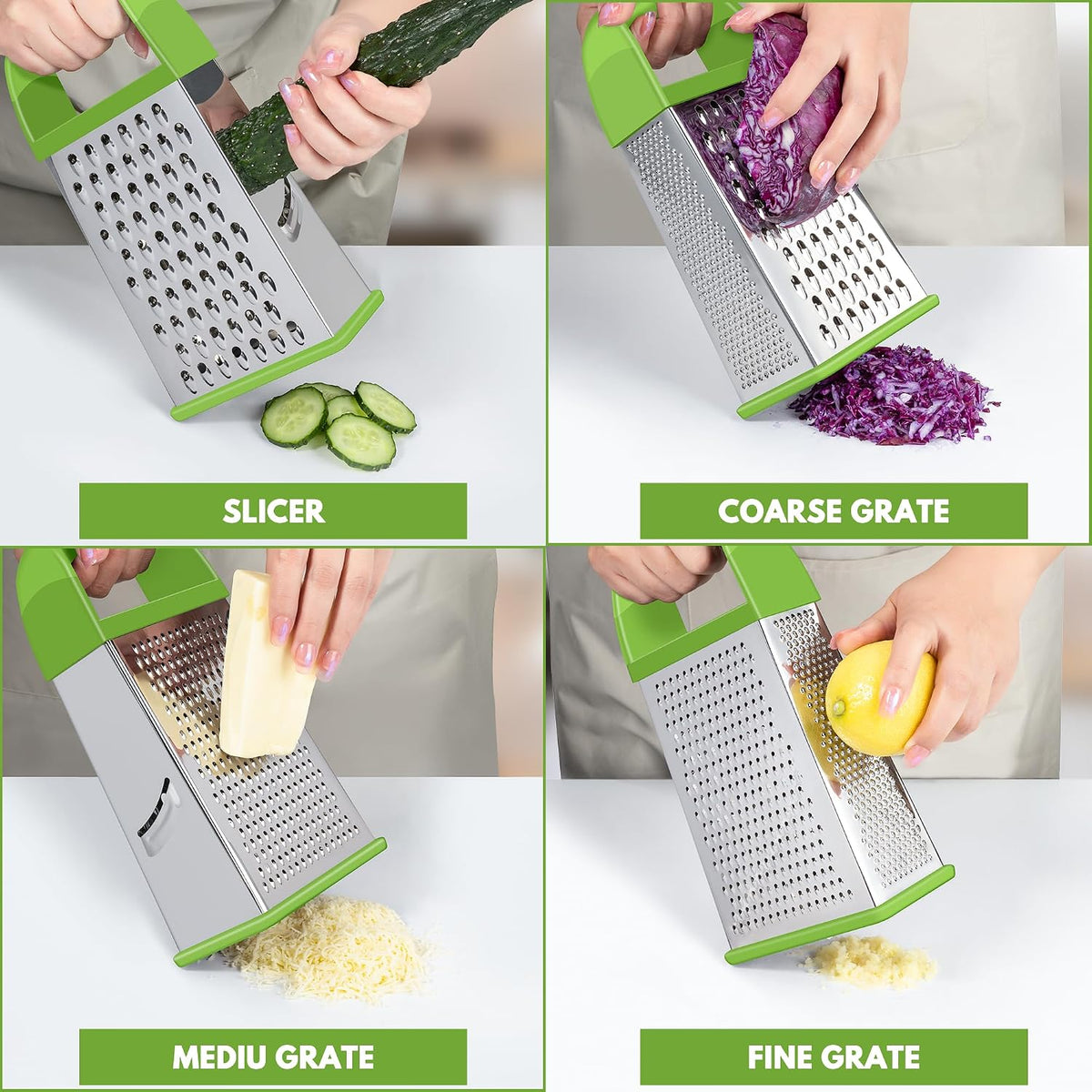 Cheese Grater With Container Box Grater Stainless Steel Kitchen Black