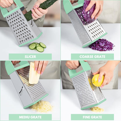 Cheese Grater With Container Box Grater Stainless Steel Kitchen Black