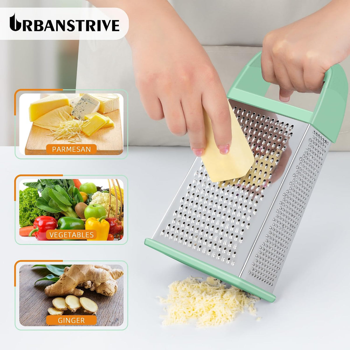 Cheese Grater With Container Box Grater Stainless Steel Kitchen Black