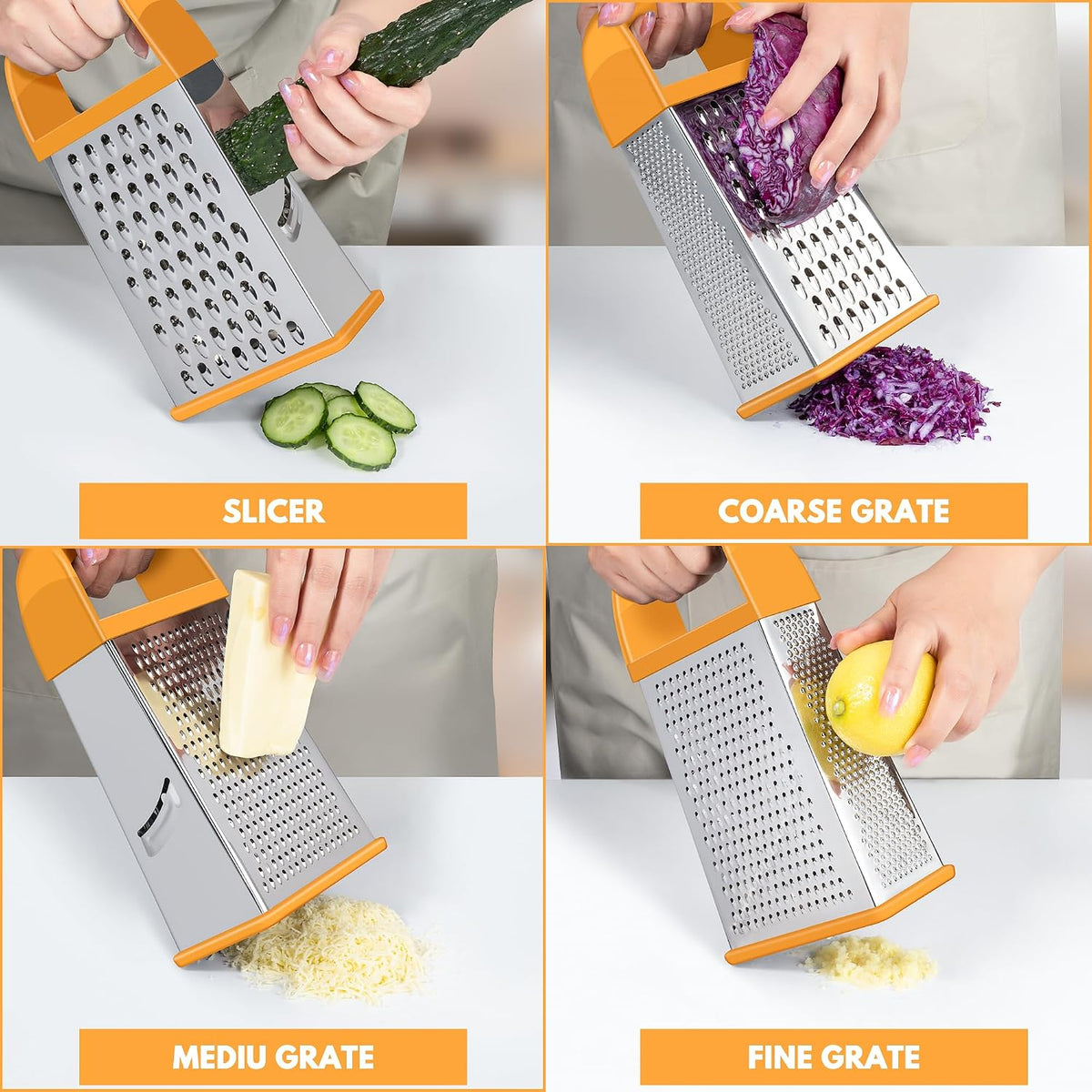 Cheese Grater With Container Box Grater Stainless Steel Kitchen Black