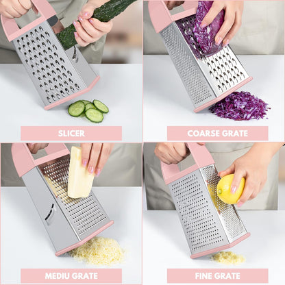 Cheese Grater With Container Box Grater Stainless Steel Kitchen Black