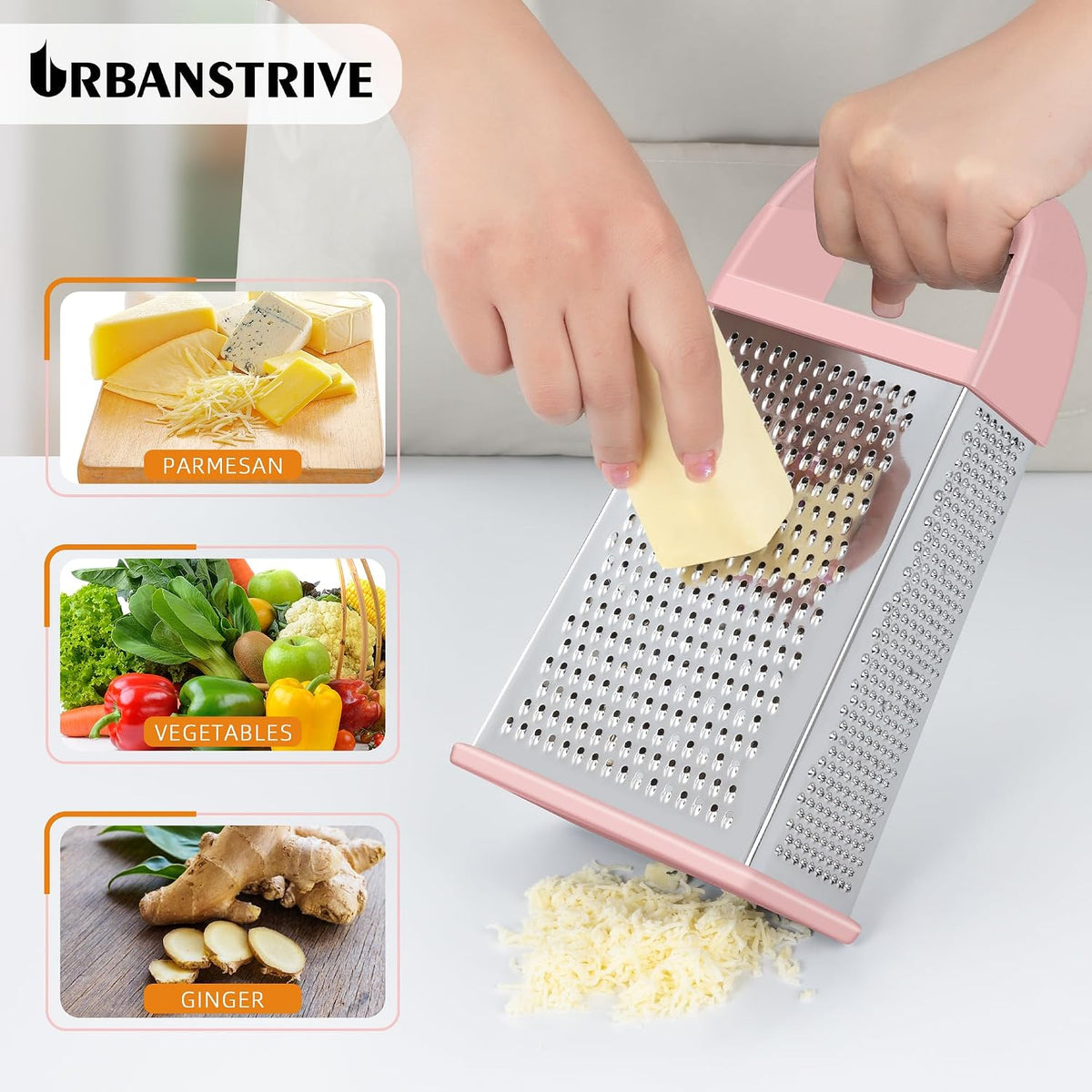 Cheese Grater With Container Box Grater Stainless Steel Kitchen Black