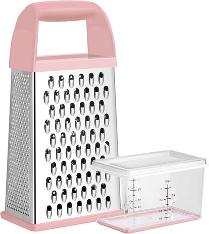 Cheese Grater With Container Box Grater Stainless Steel Kitchen Black