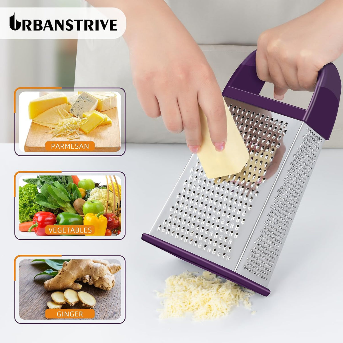 Cheese Grater With Container Box Grater Stainless Steel Kitchen Black