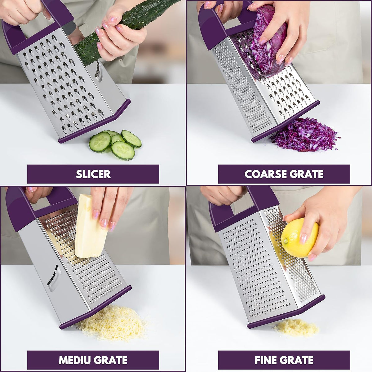 Cheese Grater With Container Box Grater Stainless Steel Kitchen Black