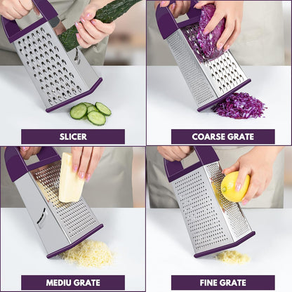 Cheese Grater With Container Box Grater Stainless Steel Kitchen Black