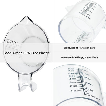 16 oz (2 Cup) Liquid Measuring Cup, Food-Grade Plastic Measuring Cup with Laser-Etched Markings, Clear Single Measuring Cup