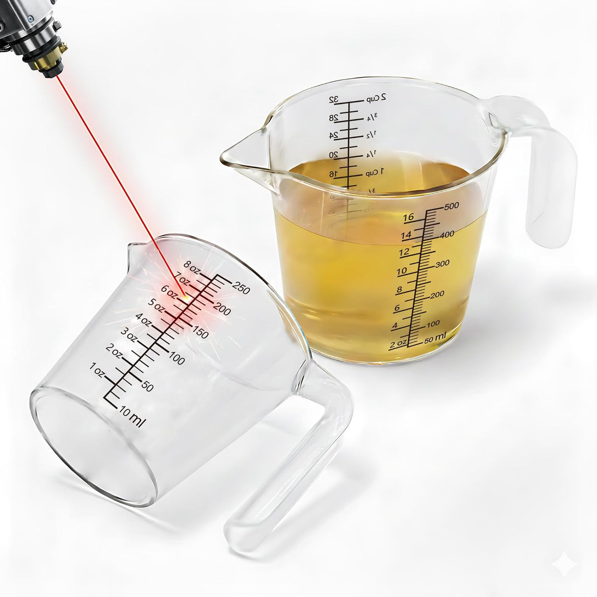16 oz (2 Cup) Liquid Measuring Cup, Food-Grade Plastic Measuring Cup with Laser-Etched Markings, Clear Single Measuring Cup