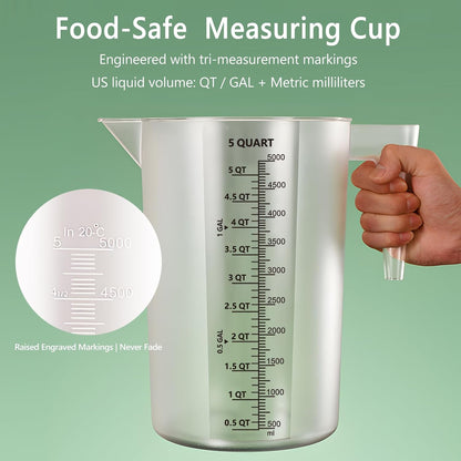 16 oz (2 Cup) Liquid Measuring Cup, Food-Grade Plastic Measuring Cup with Laser-Etched Markings, Clear Single Measuring Cup