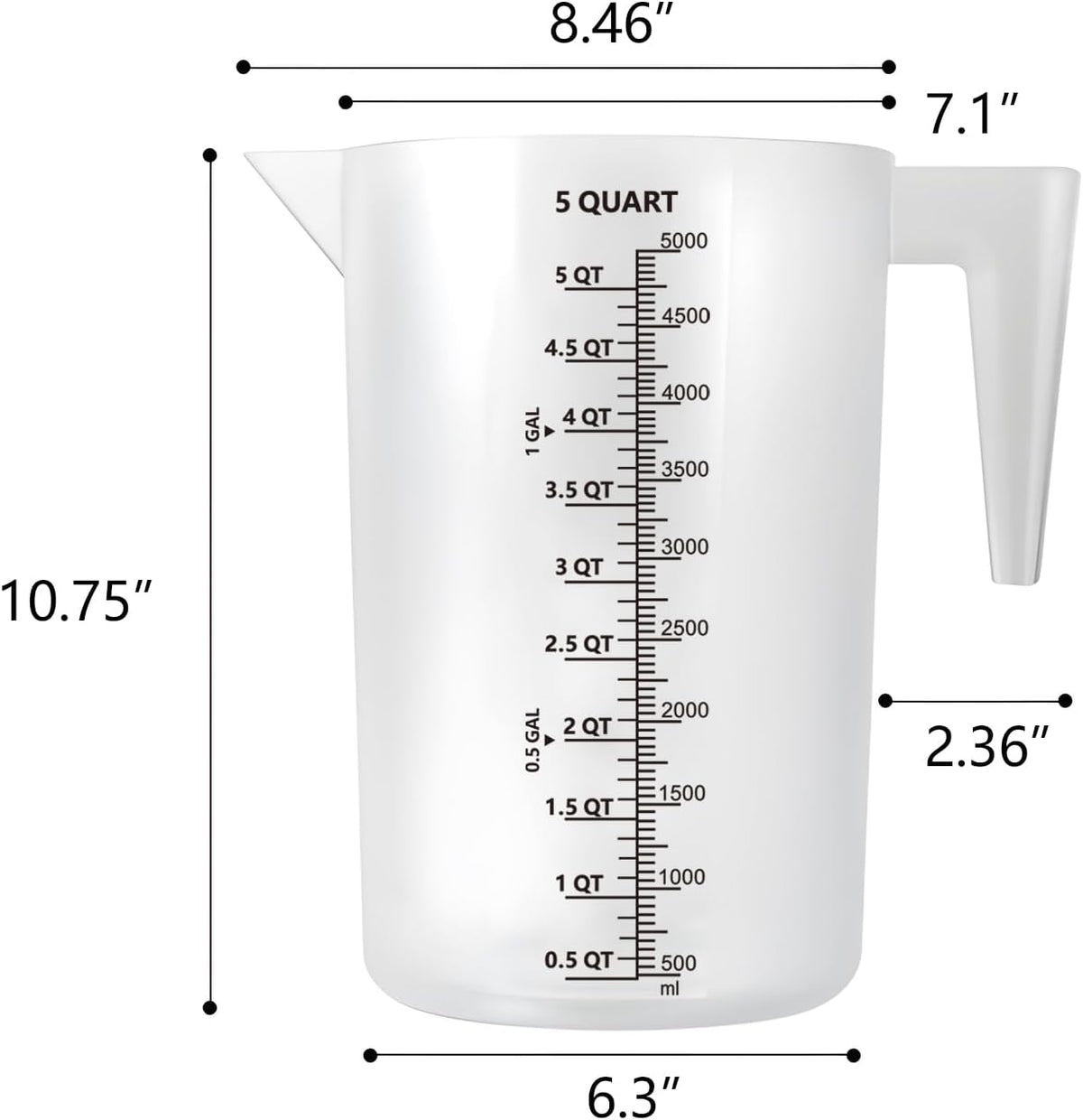 16 oz (2 Cup) Liquid Measuring Cup, Food-Grade Plastic Measuring Cup with Laser-Etched Markings, Clear Single Measuring Cup
